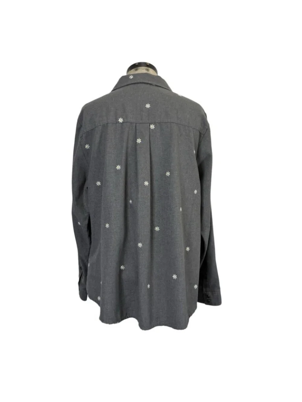 Torrid Womens Taylor Daisy Embroidered Button Front Shirt 1 (1X) Gray 12444568